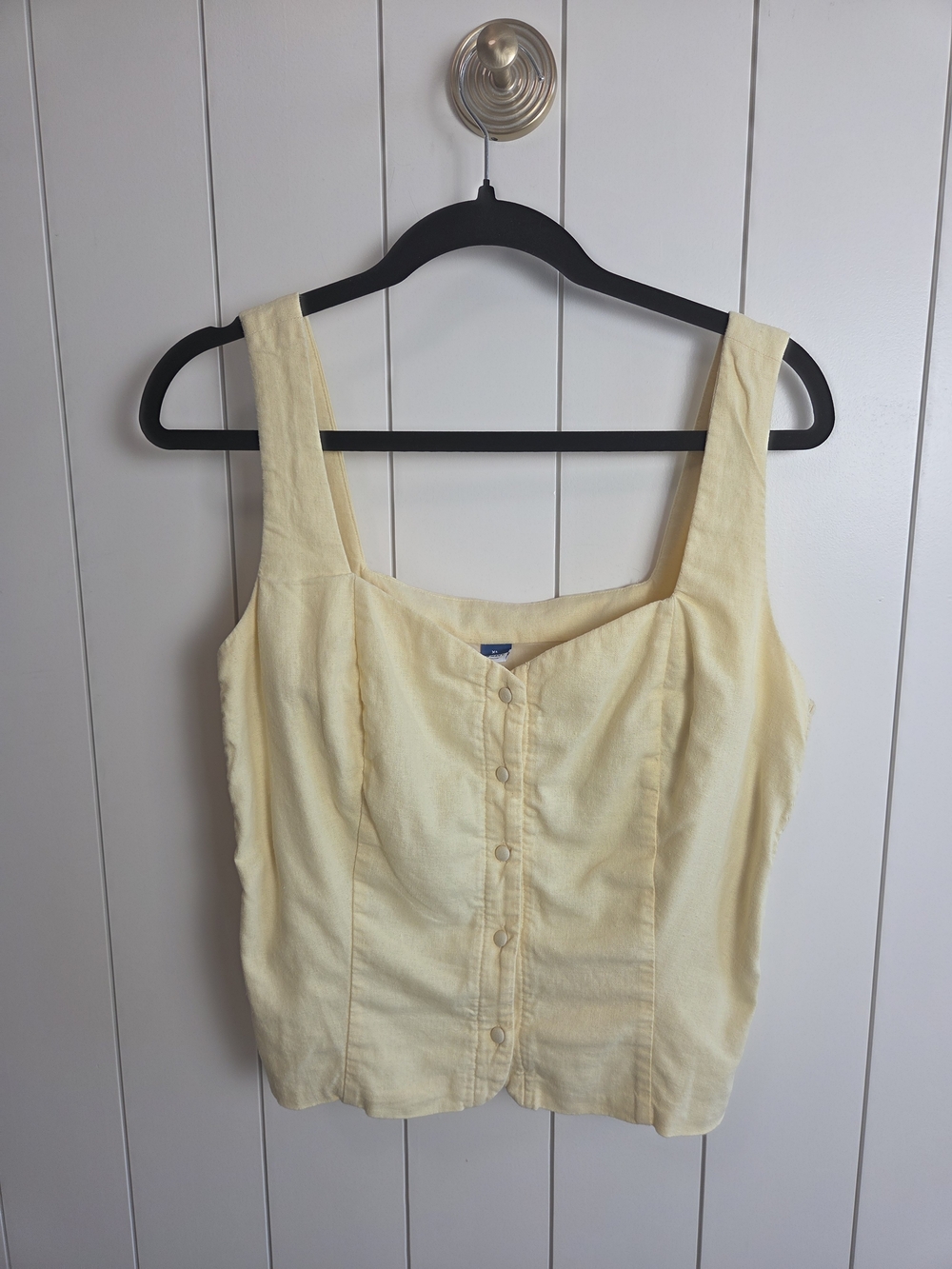 Old Navy Pale Yellow Button-Front Square Neck Tank - Picture 1 of 6